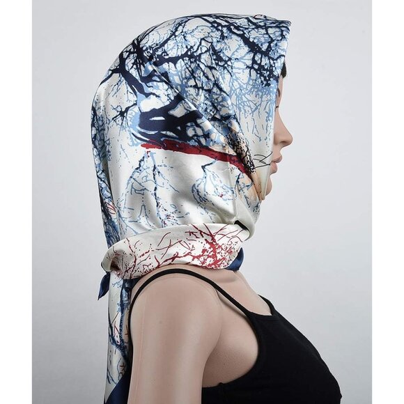 🆕 Women Blue Square Hair Scarf Silk Curly Headband Tie Sleeping Night Fashion - Picture 3 of 6